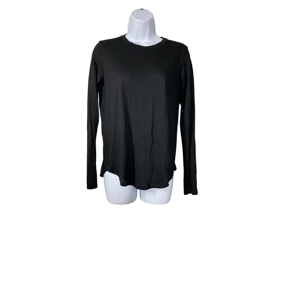 Vince. Black Long Sleeve Shirt Pima Cotton Round Neck Women's Size Small